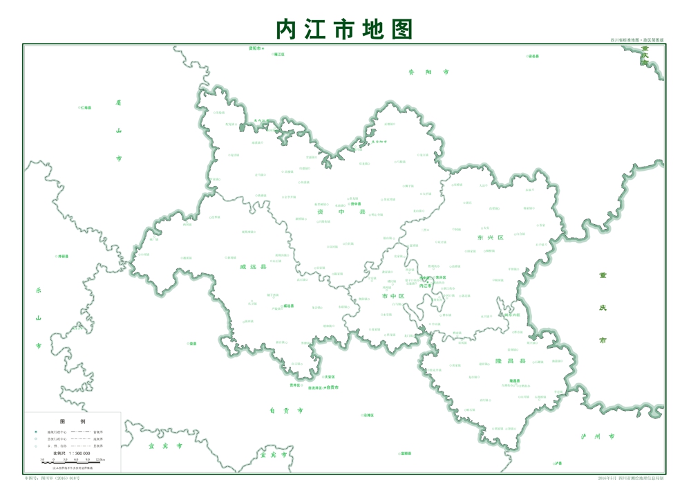 内江市标准地图政区简图版内江市位于四川省东南部,沱江下游中段.