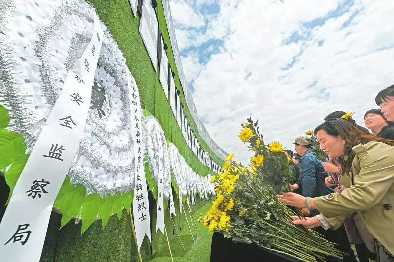 4月4日,各界干部群众来到悼念活动现场,为烈士送行 ( 肖雨杨 摄)