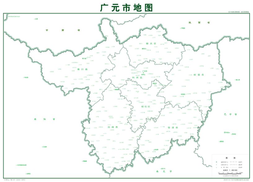 地图政区简图(2016年5月四川省测绘地理信息局制)广元辖利州区,昭化区