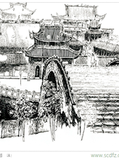 何超 绘画《安县太平桥》