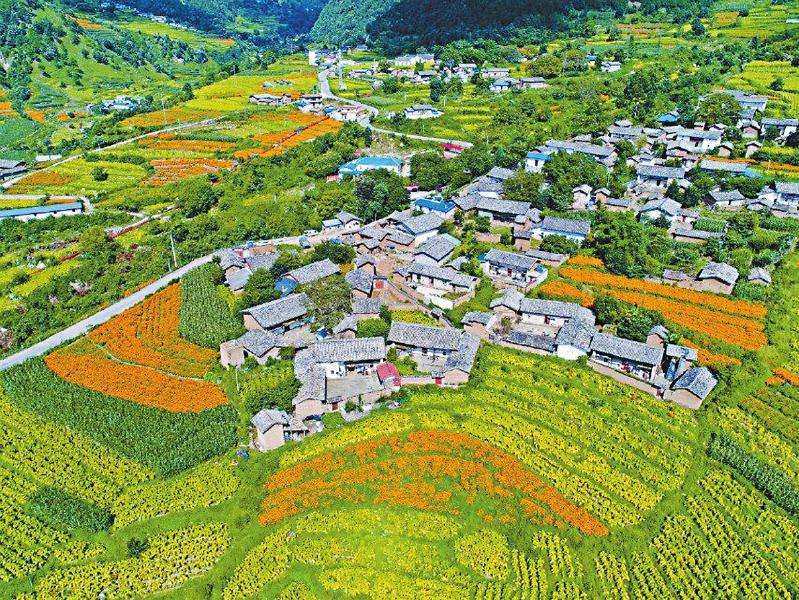 依山傍水,硬化路通达的凉山新村新寨.